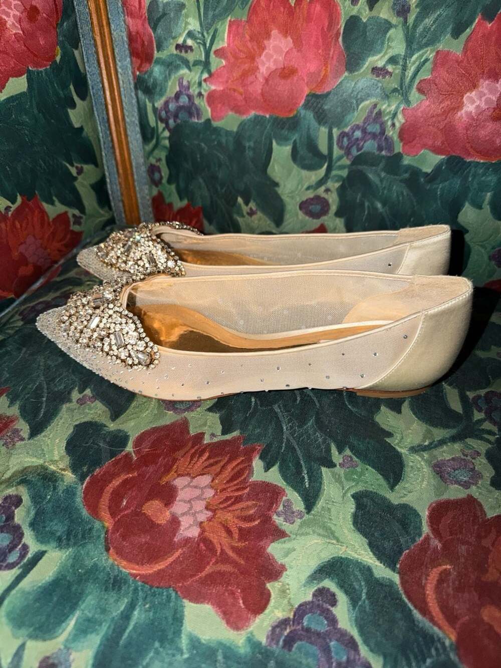 Badgley Mischka Quinn Embellished Pointed Toe Evening Flats - Picture 3 of 7